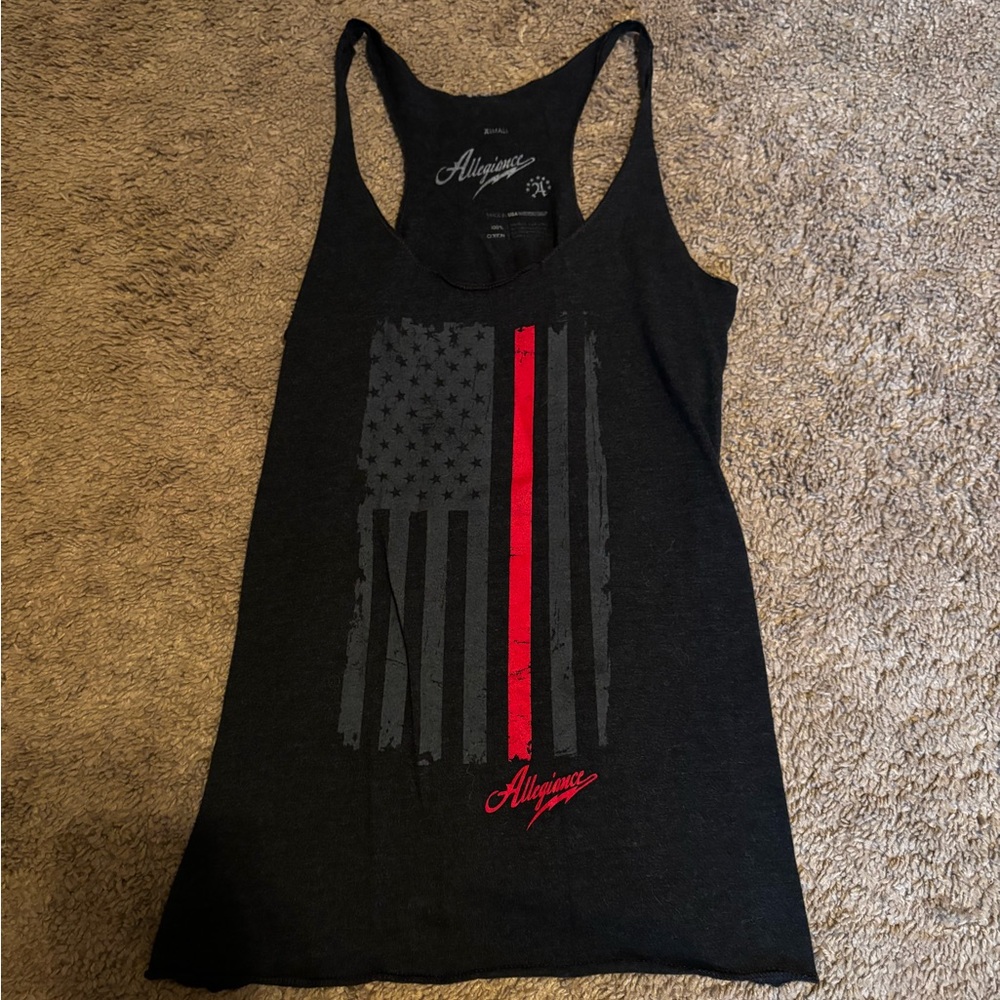 Black Tank Top with Thin Red Line